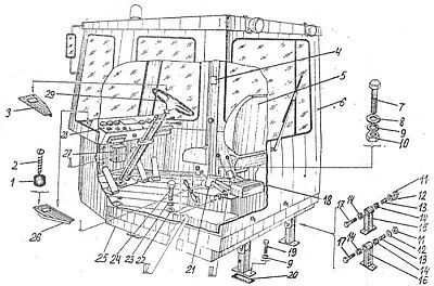 Кабина  У7.807-9.000.000-01 (с подкабинником, сиденьем, панелью приборов, без гидророруля) - Gidrorul